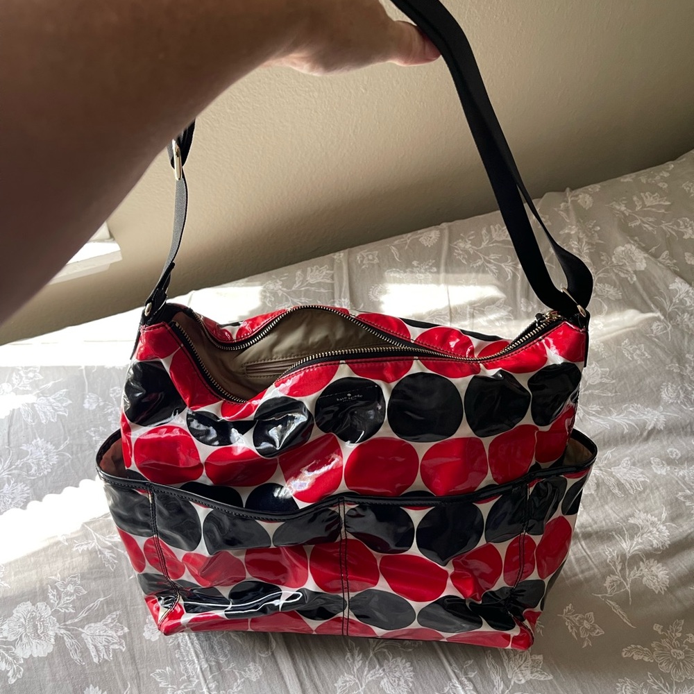 Kate Spade Stylish Red and Black Polka Dot Women's Diaper Bag